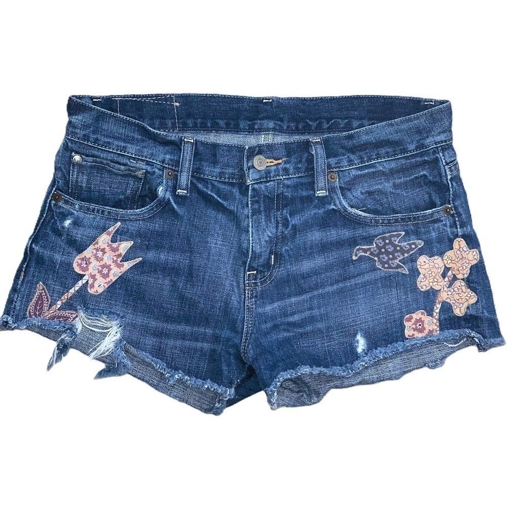 Ralph Lauren Distressed Floral Patchwork Jean Shorts Denim Supply Boyfriend 27w